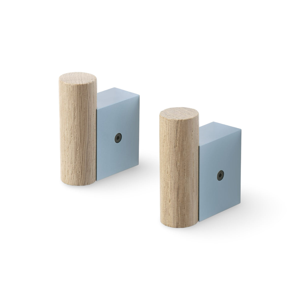 Muuto Attach Coat Hook (Set of 2) - Oak/Pale Blue