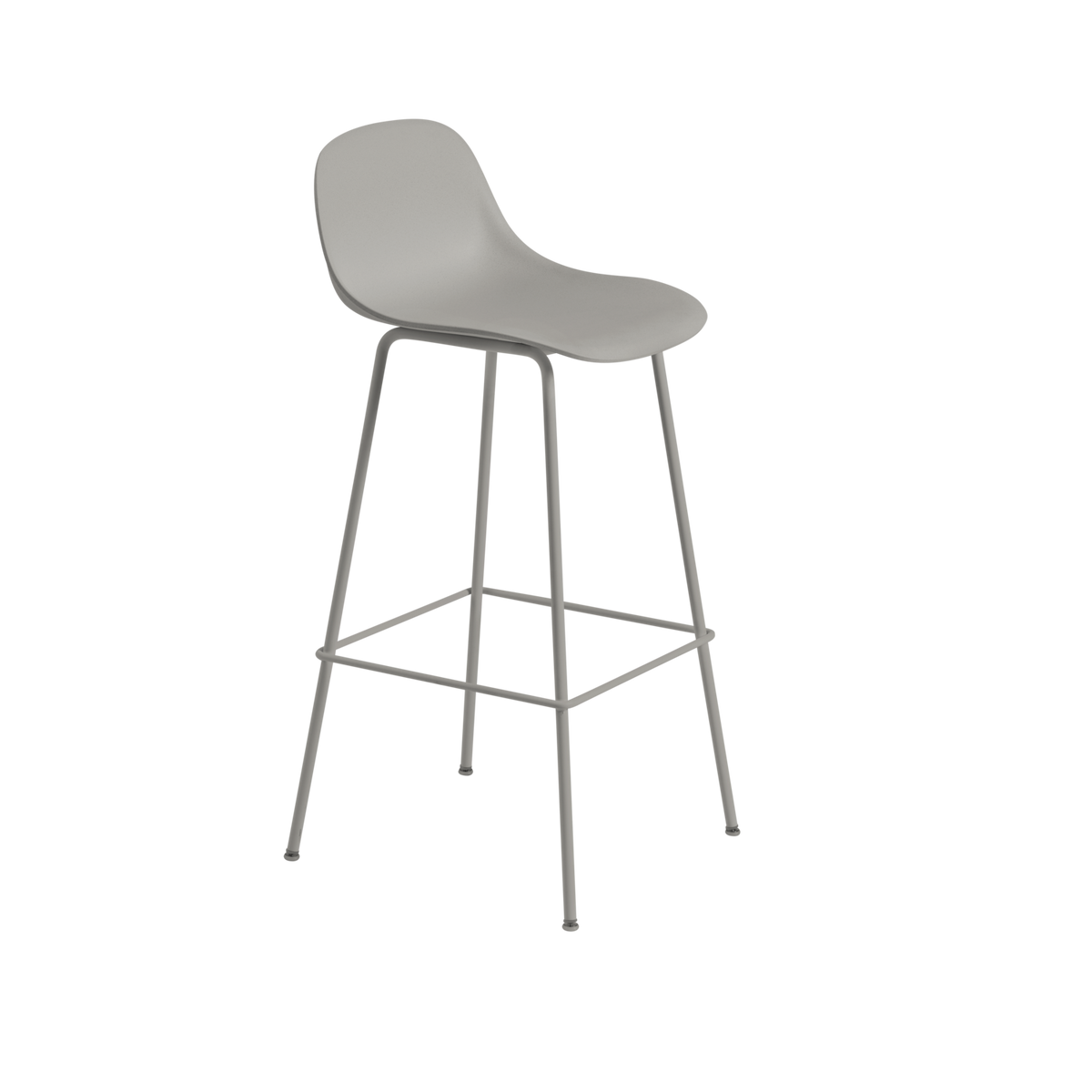 Muuto Fiber Counter & Bar Stool with Backrest - Tube Base - Recycled Plastic