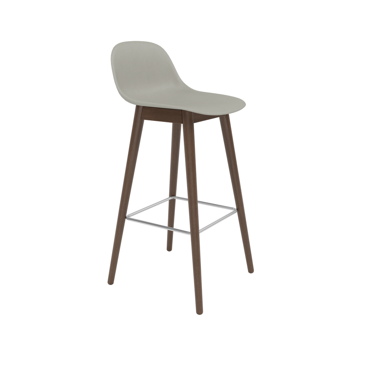 Muuto Fiber Counter & Bar Stool with Backrest - Wood Base - Recycled Plastic