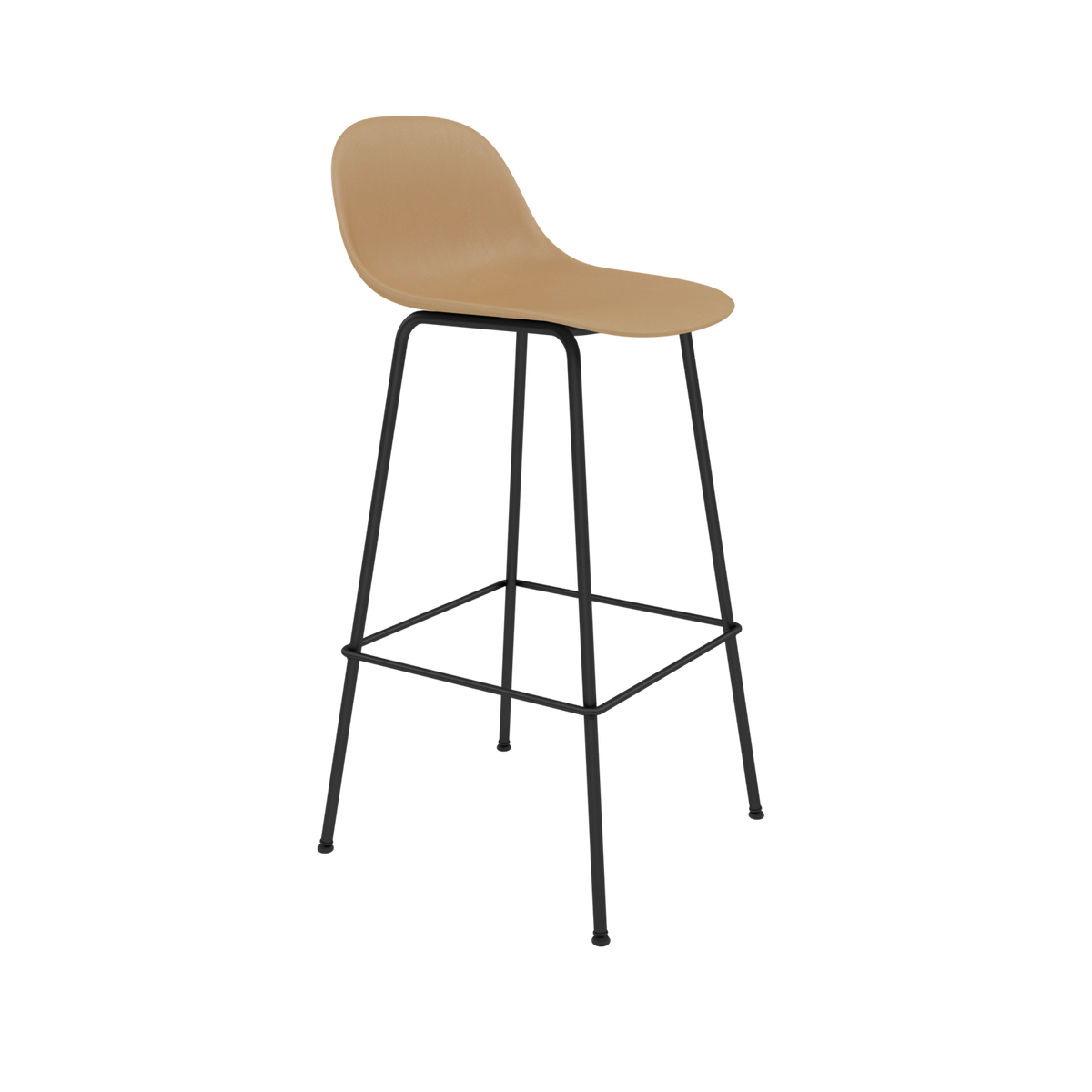 Muuto Fiber Counter & Bar Stool with Backrest - Tube Base - Recycled Plastic
