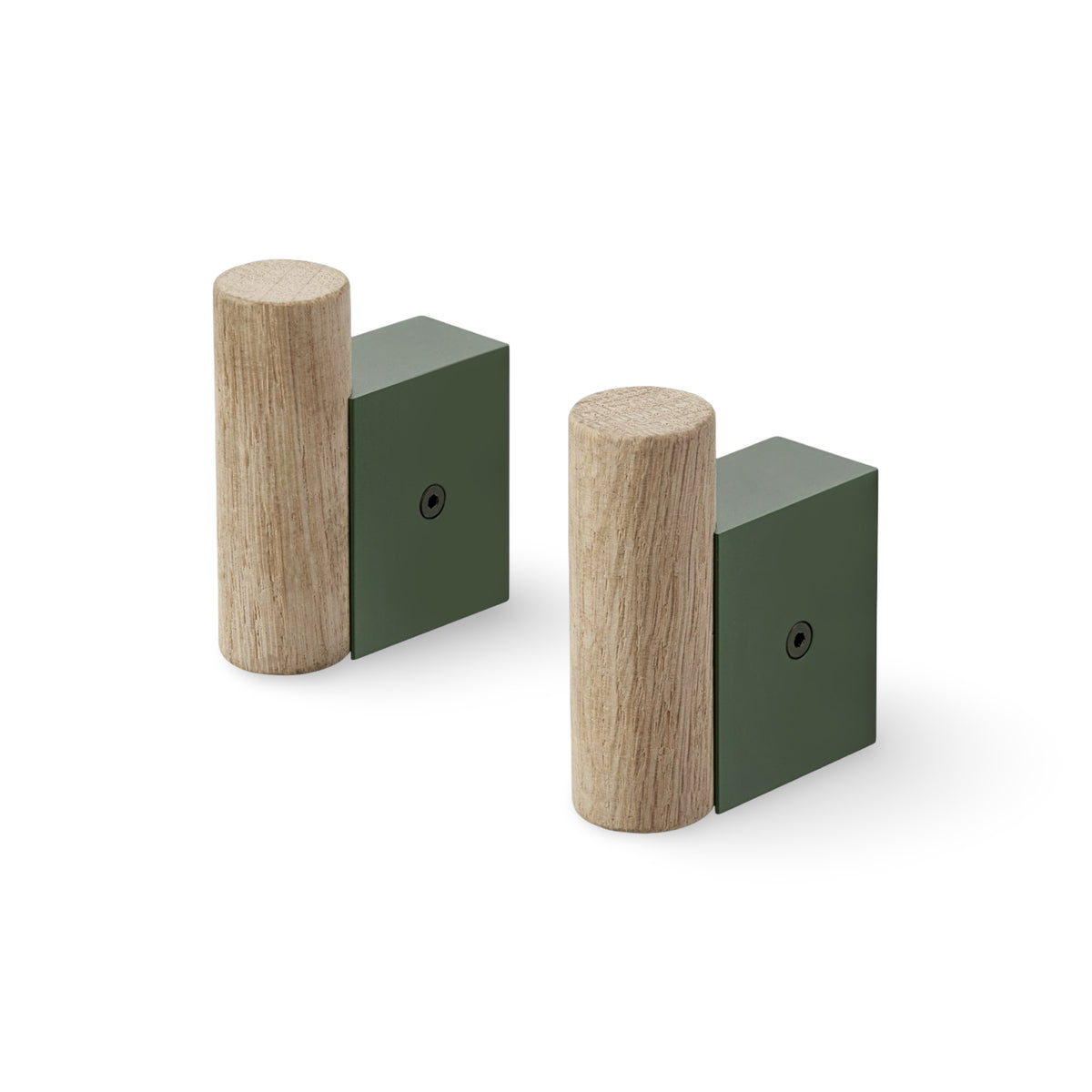 Muuto Attach Coat Hook (Set of 2) - Oak/Dark Green