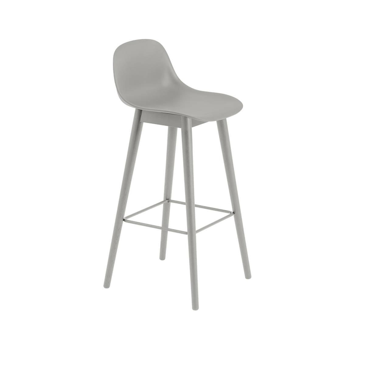 Muuto Fiber Counter & Bar Stool with Backrest - Wood Base - Recycled Plastic