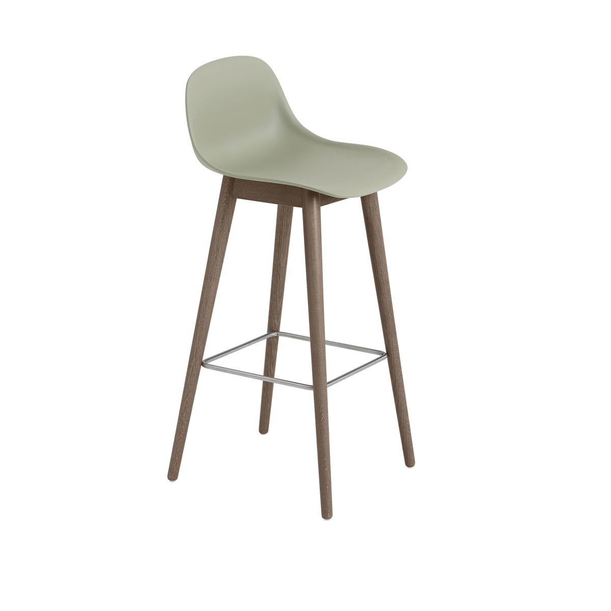 Muuto Fiber Counter & Bar Stool with Backrest - Wood Base - Recycled Plastic