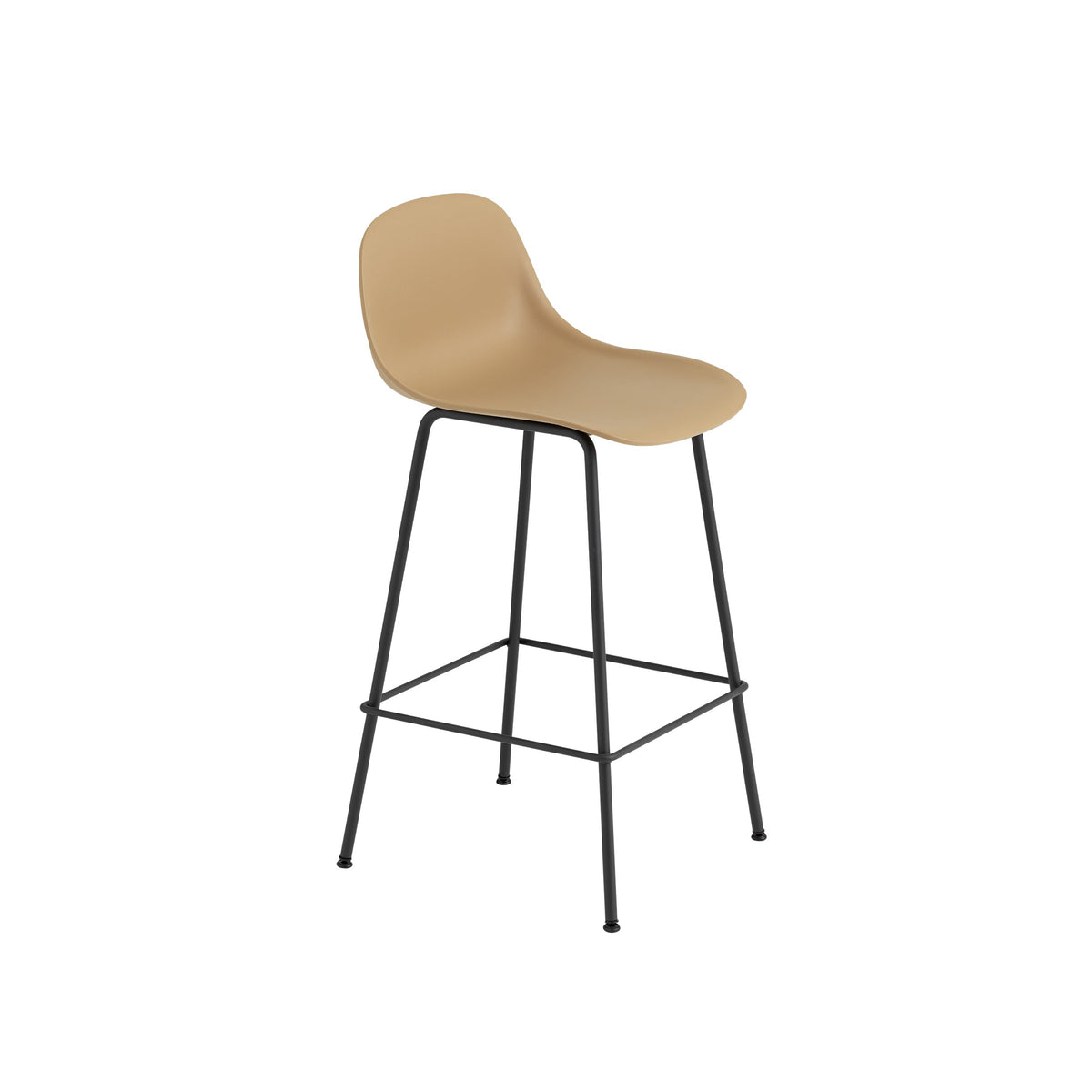 Muuto Fiber Counter & Bar Stool with Backrest - Tube Base - Recycled Plastic